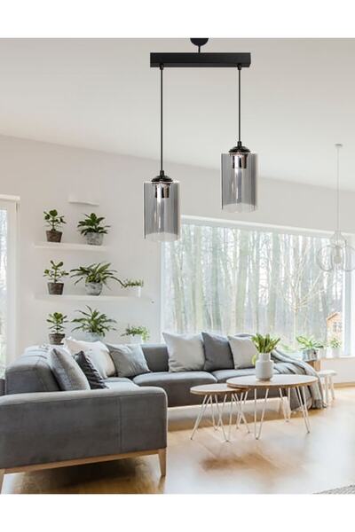 Etsylight Dora Black Sıralı 2 Antre Avize, Mutfak Avize, Salon Avize, Yemek Odası Avize