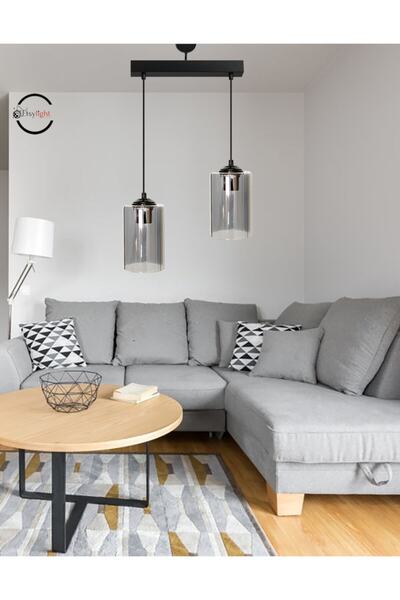 Etsylight Dora Black Sıralı 2 Antre Avize, Mutfak Avize, Salon Avize, Yemek Odası Avize