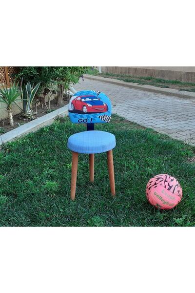 Depolife Çocuk Odası Mavi Araba Desenli Oturma Koltuğu Ders Çalışma Oyun Fali...