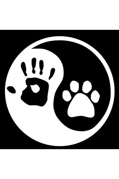 TSC ملصق سيارة يين ويانغ للقطط والكلاب باللون الأبيض