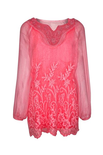 Bulalgiy Kadın Narçiçeği 2 Parça İşlemeli Dantelli İpek Bluz