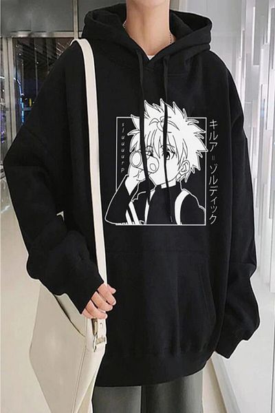 Köstebek Nefigo Anime Hunter X Hunter : Killua Unisex Μαύρο φούτερ με κουκούλα