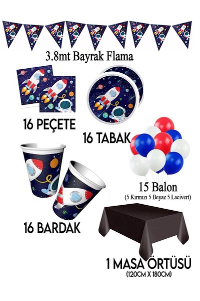 Parti dolabı Space Themed Birthday Decorations Astronaut Table Set Party Set Economical Set for 16 People