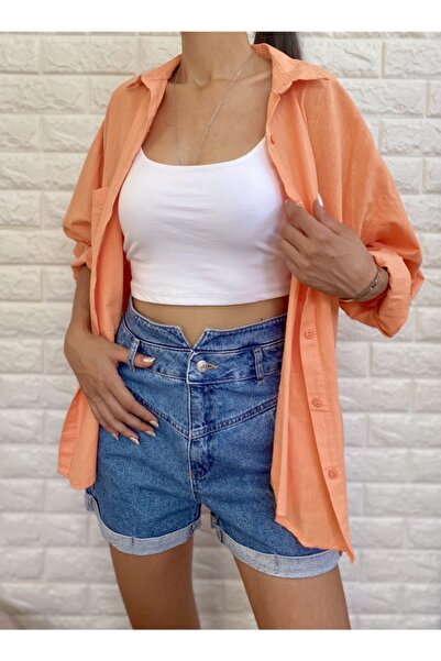 YourLife Acık Truncu Kadın Oversize Keten Gömlek