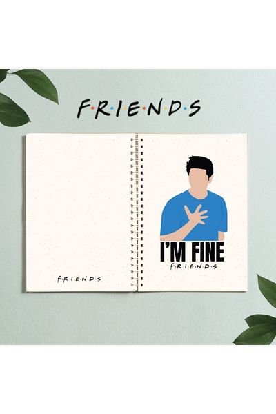 Paytak Moda سلسلة الأصدقاء I'm Fine Notebook تصميم حلزوني A5 96 ورقة غير مبطنة Pytkdt0281