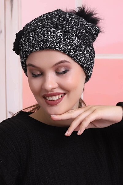 Deafox Rose Detailed Grizzled Women's Beret