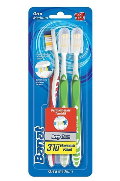 Banat Toothbrush Deep Clean 3 Piece Medium.