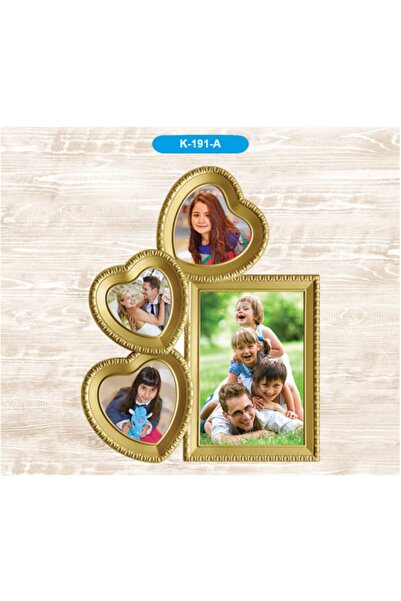 Ün-Ev Kalp Model Çoklu Resim Çerçevesi Altın K-191