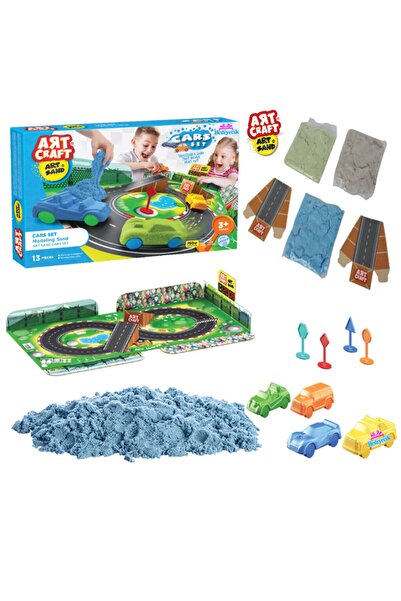 hediyecik Art Sand Pistli Ve Arabalar Kalıplı Kinetik Kum Oyun Seti 13 Parça