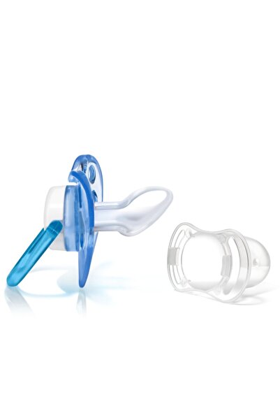 BEBENEO Ortodontik Silikon 2 Li Emzik No2 Mavi Kapaklı Damaklı Emzik 2 Adet 6...