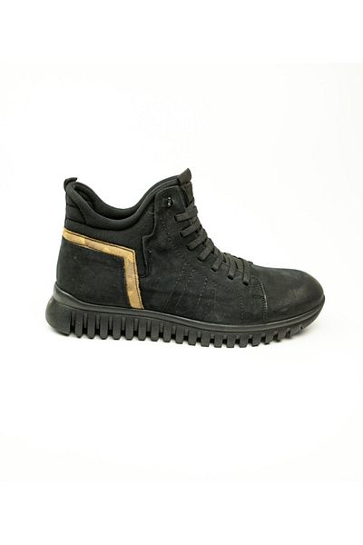 JAMES FRANCO 4683 Black Leather Stretch Men's Boots Black-42