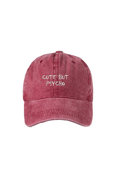 ŞapkaMania Cute But Psycho Washable Baseball Cap