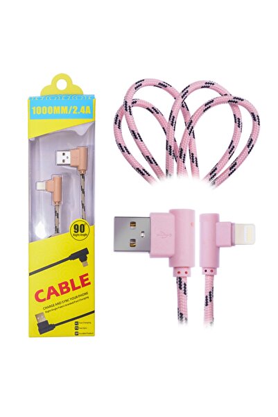 Ally Mobile Ally Iphone Lightning Eğik Başlı Halat Usb Kablo 1metre Pembe