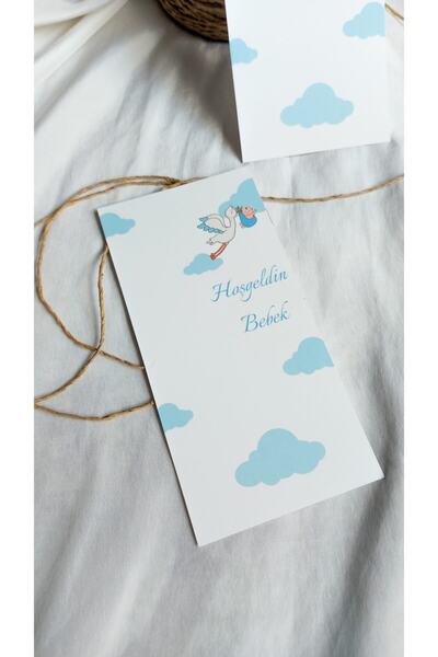 Çikoleyt Design Makrome Kartı - Hoş Geldin Bebek (9,5x19cm) 50 Adet