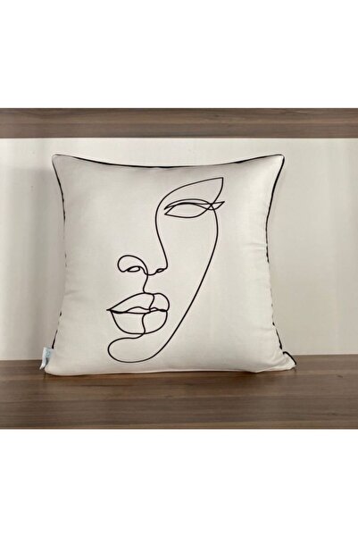 KIRLENTİM E897 Husă pentru pernă cu model pe două fețe și margini cu volan