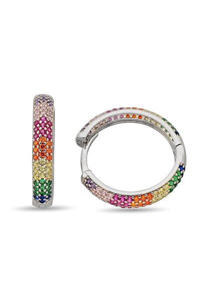 Argentum Concept 925 Ayar Gümüş Renkli Taşlı Halka Küpe - K098101