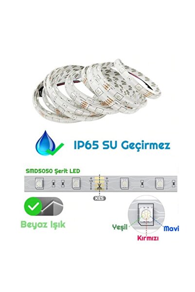 exeo Wifi Rgb 3 Çipli Şerit Led Işık Silikonlu Su Geçirmez 5 Mt