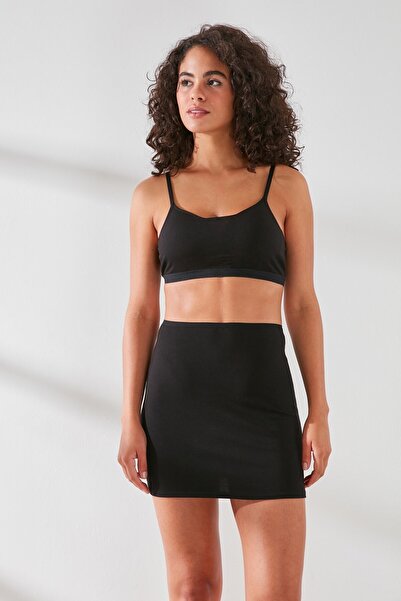 C&City C11437 Dámská modalová bavlněná mini spodnička černá