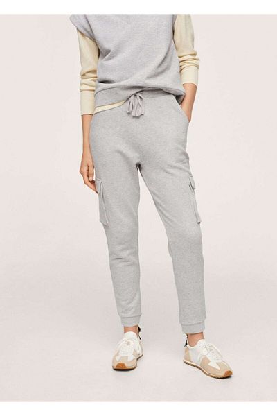 MANGO Woman Pantaloni de sport cu buzunar gri mediu pentru femei