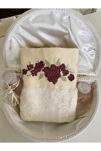 cantasarım ev tekstili Kırmızı Kanaviçe Nakış Işleme 50x90 El Havlu Çeyizlik