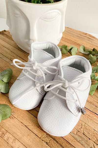 Li Puna White 100% Leather Baby First Step Boots