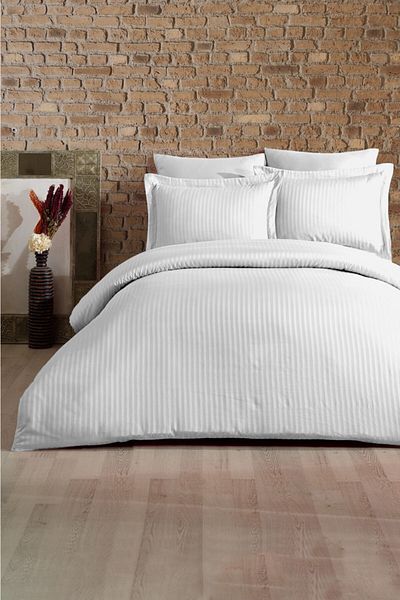 Loyal Home Set pilota dublu din satin de bumbac-alb