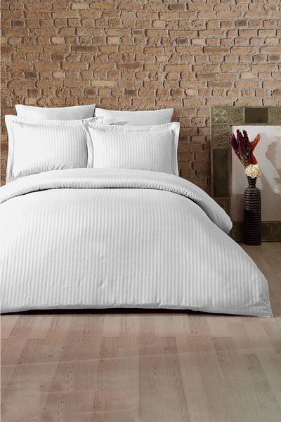 Loyal Home Set pilota dublu din satin de bumbac-alb