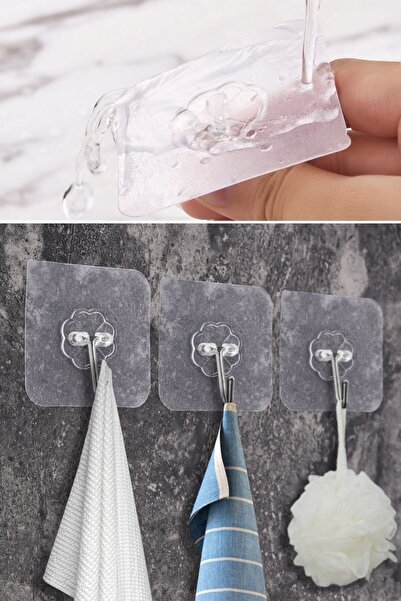 Buffer 5-piece Super Strong Adhesive with Transparent Hangers - Water Resistant, Reusable Hooks