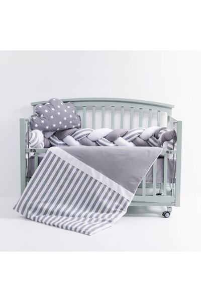 Mini Baby Star 3’lü Örgülü Gri Uyku Seti 60x120