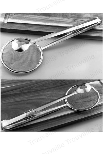 Trouvaille Frying and Boiling Tongs Steel Colander with Strainer