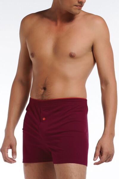 Çift Kaplan Erkek Penye Bordo Boxer 0805