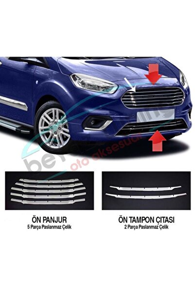 Niken Ford Courier Ön Panjur Kromu Nikelaj 7 Parça 2018 Sonrası