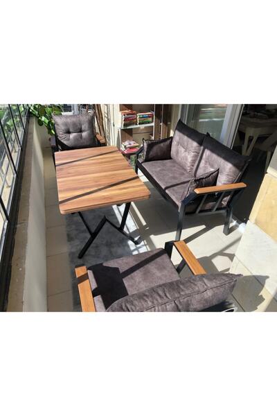 Tu Tienda NERGİZ 2 1 1 MASA BAHÇE BALKON MUTFAK TAKIMI,SÜTLÜ KAHVE