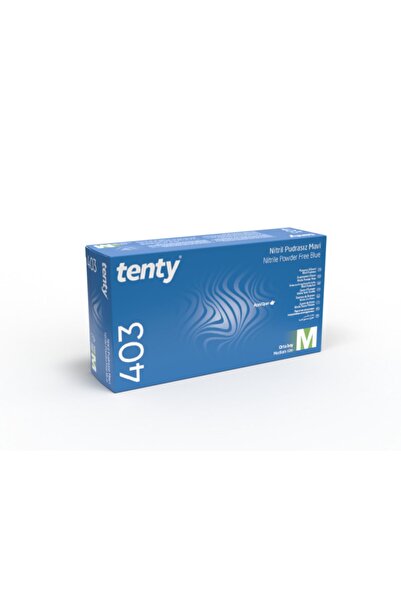 Tenty Mavi Nitril Pudrasız Muayene Eldiveni (medium) 100'lü - 20 Paket - 1 Koli