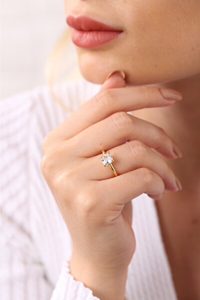 MySilvers Gümüş Kare Tektaş Yüzük