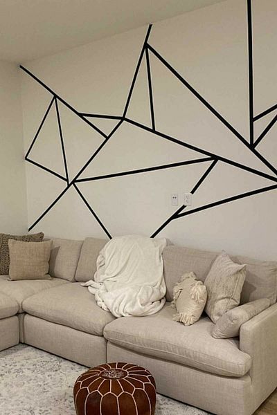 Sim Tasarım Matte Black Stripe Decor Tape Wall Sticker