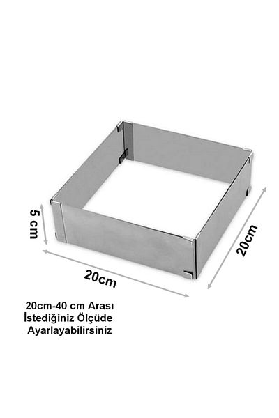 Nar kalıp Square Adjustable Pastry Cake Mold 20x40x6cm