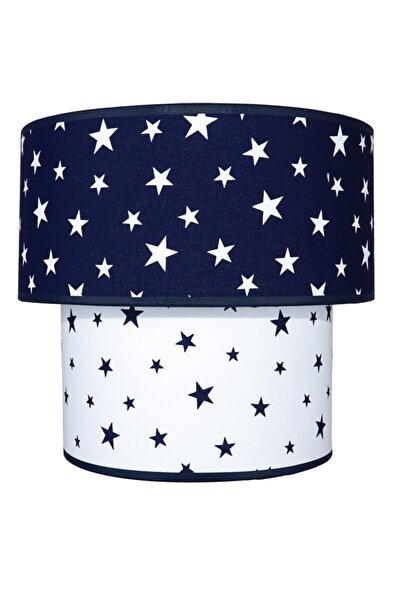 ŞENAY AYDINLATMA Çocuk Odası Ikili Silindir Kumaş Sarkıt-lacivert Beyaz Yıldız