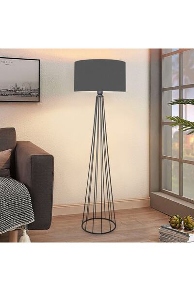HOMİNG Ardenia Antrasit Silindir Başlıklı Metal Lambader Ayd-3041