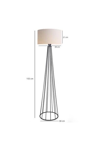 HOMİNG Ardenia Krem Silindir Başlıklı Metal Lambader Ayd-3045 / Kumaş