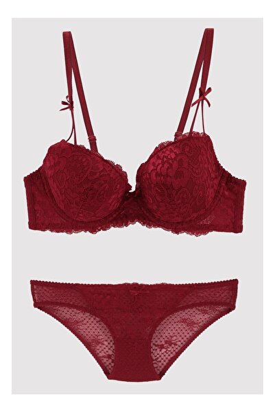 Pierre Cardin Kadın Bordo Destekli Sütyen Takım