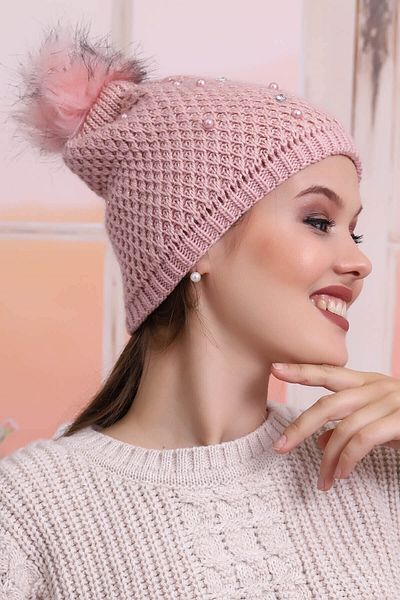 Deafox Pink Stone Detailed Women's Beret