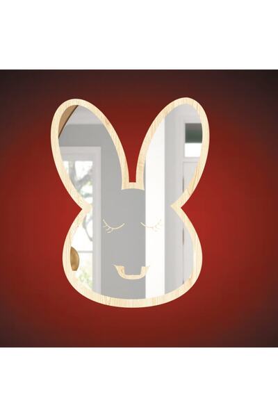 GİZEM SHOP Tavşan Figürlü Çocuk Odası Dekoratif Pleksi Ayna Gülen Yıldız