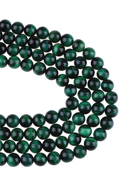 Dünya Doğal Taş سلسلة حجر عين النمر الأخضر مقاس 8 مم - Dz3931-y