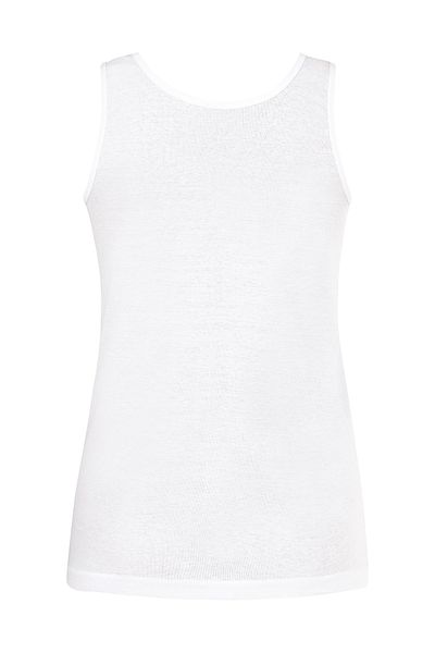 Şahin Tricou alb cu dantelă, cu bretele groase, cu decolteu în V, Shn30065
