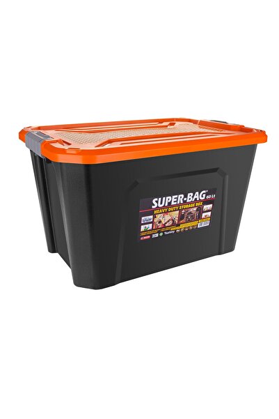 Superbag Süper Bag 60 Lt Turuncu Renkli Kapaklı Saklama Kutusu - Asr-4046 Or