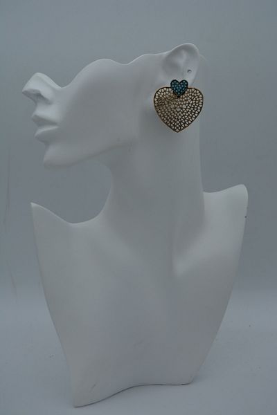 Stoneage Turquoise Stone Heart Earrings