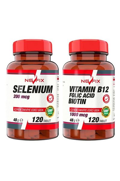 Nevfix Selenium 200 Mcg 120 Tablets Vitamin B12 Folic Acid Biotin 1000 Mcg 120 Tablets