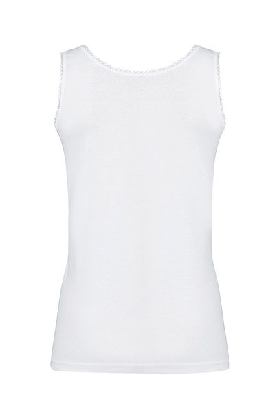 Şahin Tricou alb festonat cu bretele groase pentru femei Shn30233