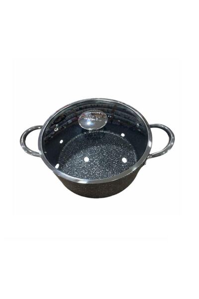 OMS Induction Compatible Granite 26 Cm Deep Pot Black 3116